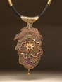 steam punk pendant bronze copper sapphires